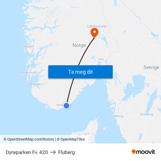 Dyreparken Fv. 420 to Fluberg map