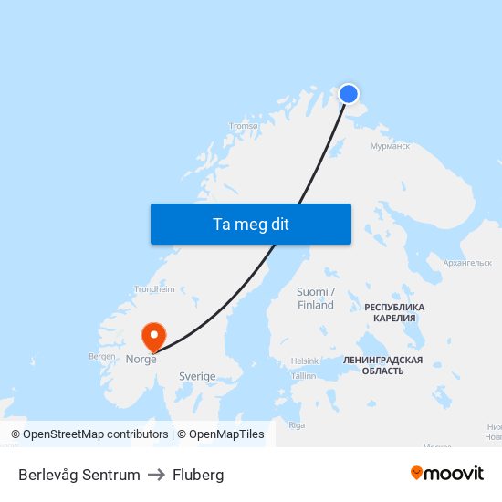 Berlevåg Sentrum to Fluberg map
