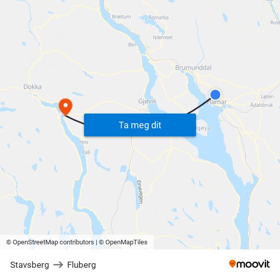 Stavsberg to Fluberg map