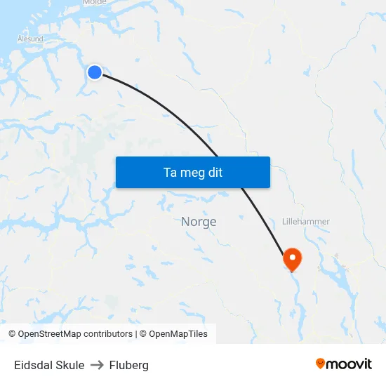 Eidsdal Skule to Fluberg map