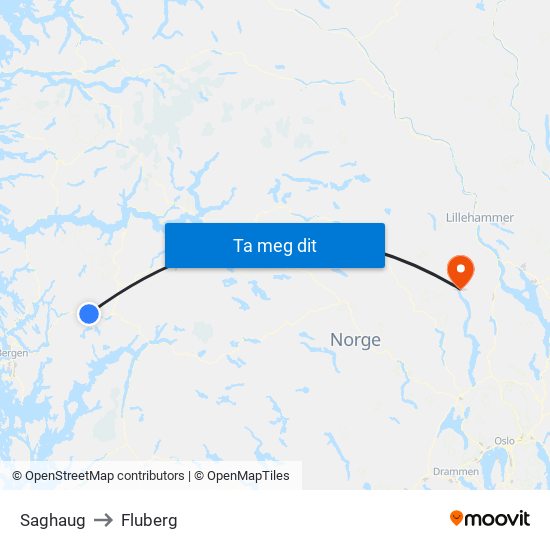 Saghaug to Fluberg map