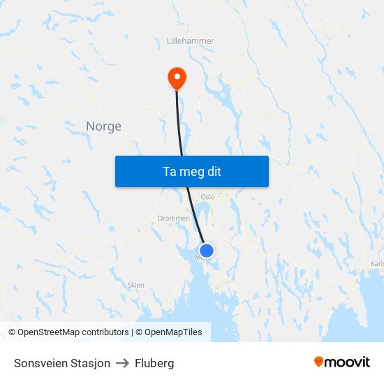 Sonsveien Stasjon to Fluberg map