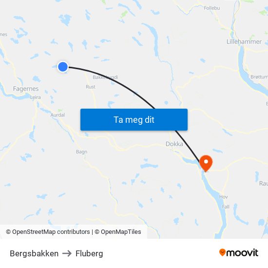 Bergsbakken to Fluberg map