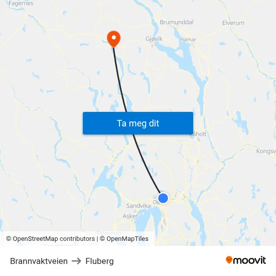 Brannvaktveien to Fluberg map