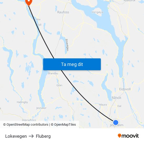 Lokevegen to Fluberg map