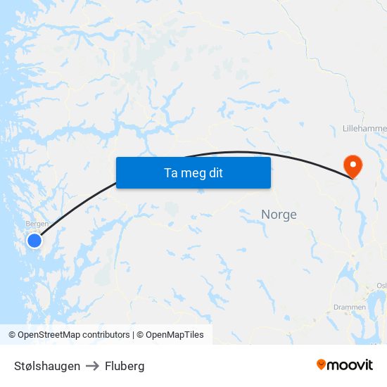 Stølshaugen to Fluberg map