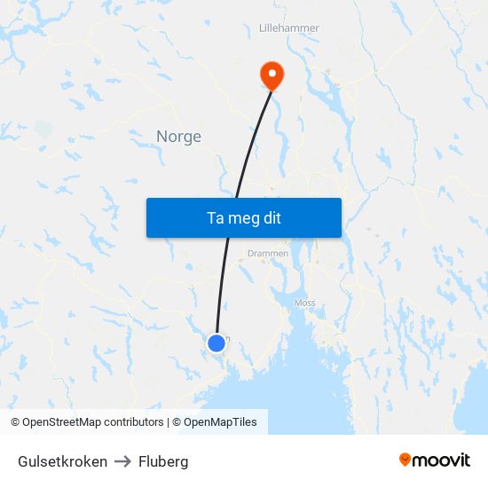 Gulsetkroken to Fluberg map