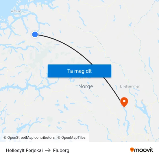 Hellesylt Ferjekai to Fluberg map