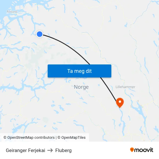 Geiranger Ferjekai to Fluberg map