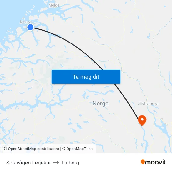 Solavågen Ferjekai to Fluberg map