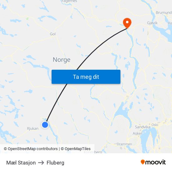 Mæl Stasjon to Fluberg map