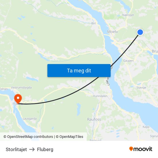 Storlitajet to Fluberg map