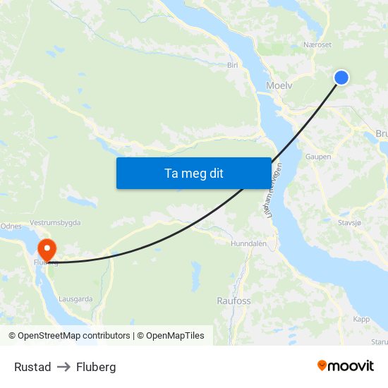 Rustad to Fluberg map