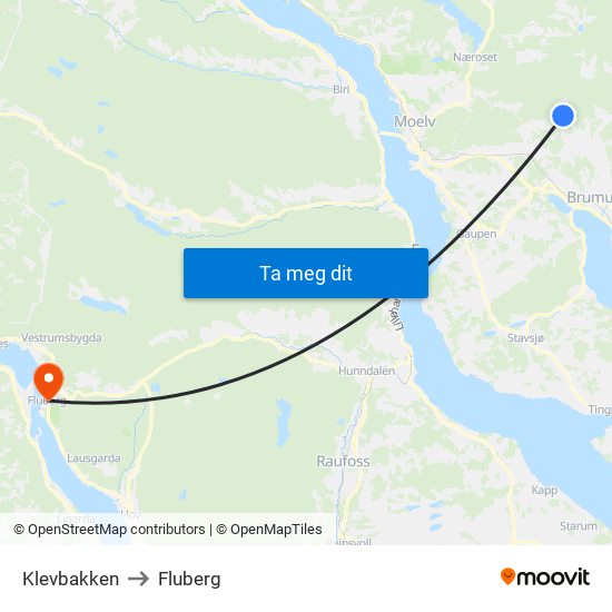 Klevbakken to Fluberg map