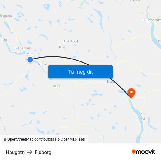 Haugatn to Fluberg map