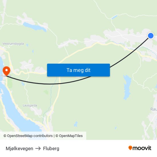 Mjølkevegen to Fluberg map