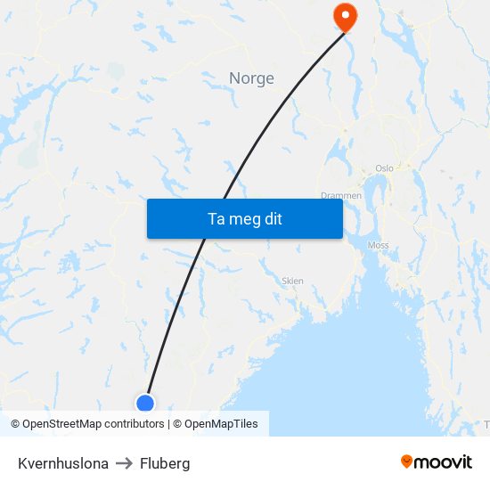 Kvernhuslona to Fluberg map