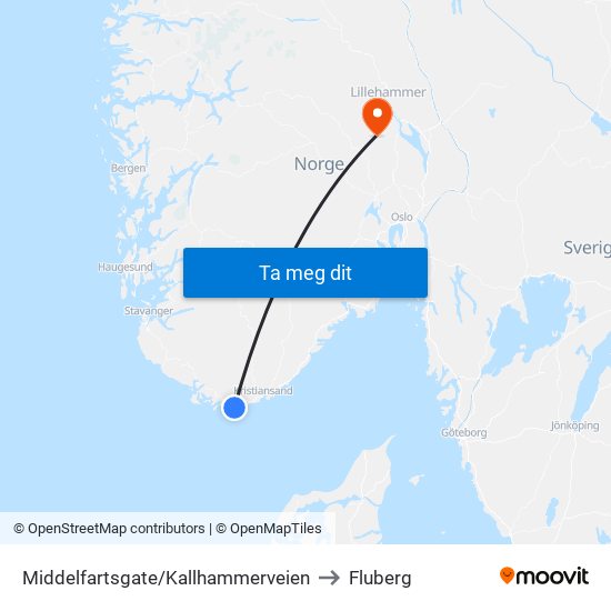 Middelfartsgate/Kallhammerveien to Fluberg map