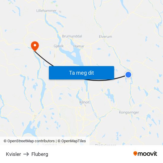 Kvisler to Fluberg map