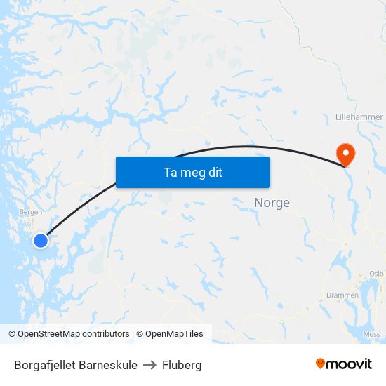 Borgafjellet Barneskule to Fluberg map