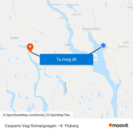 Casparis Veg/Solvangvegen to Fluberg map