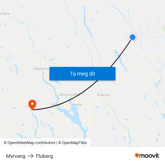 Myrvang to Fluberg map