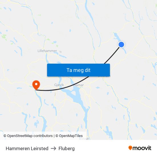 Hammeren Leirsted to Fluberg map