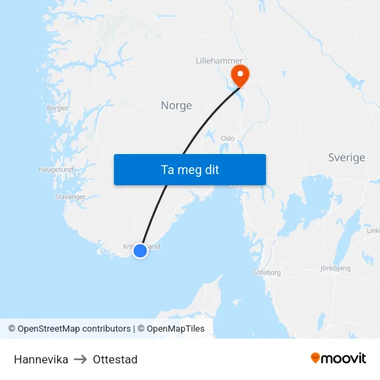 Hannevika to Ottestad map