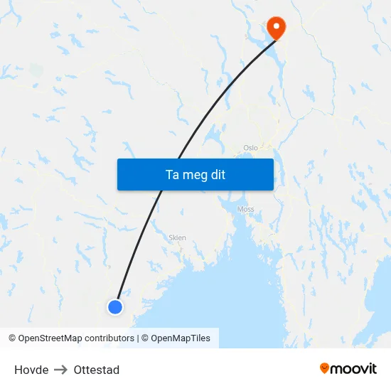 Hovde to Ottestad map