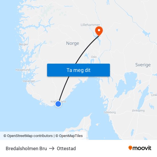 Bredalsholmen Bru to Ottestad map