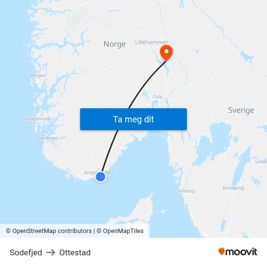 Sodefjed to Ottestad map