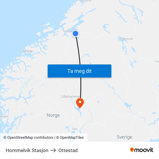 Hommelvik Stasjon to Ottestad map