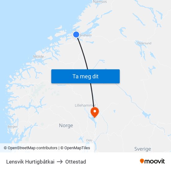 Lensvik Hurtigbåtkai to Ottestad map
