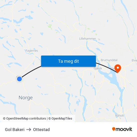 Gol Bakeri to Ottestad map