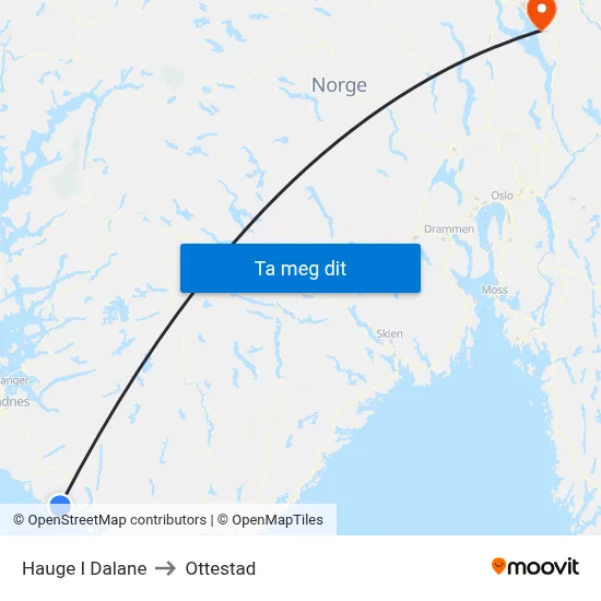 Hauge I Dalane to Ottestad map