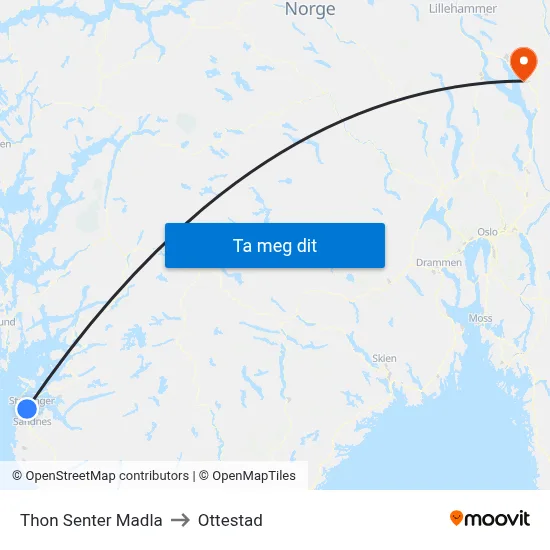 Thon Senter Madla to Ottestad map