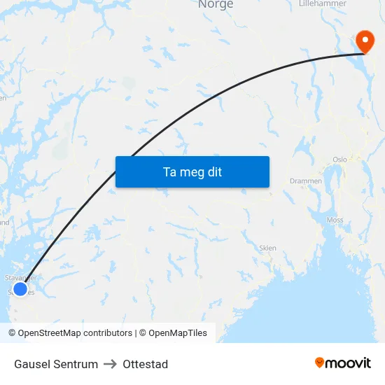 Gausel Sentrum to Ottestad map