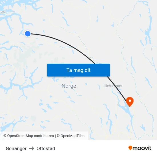 Geiranger to Ottestad map
