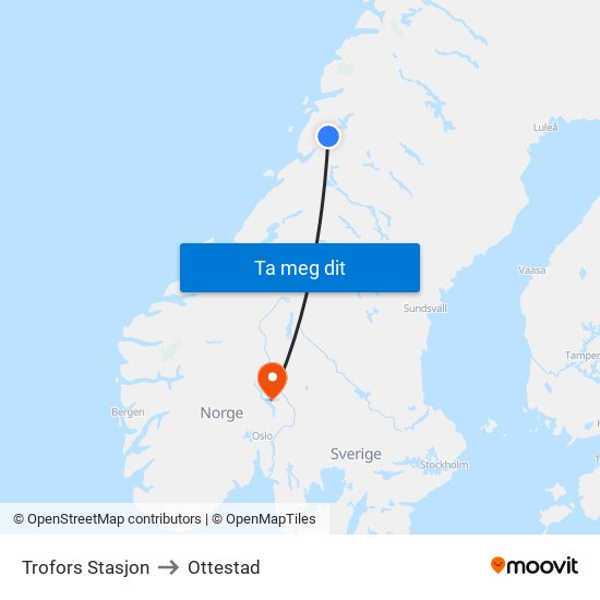 Trofors Stasjon to Ottestad map