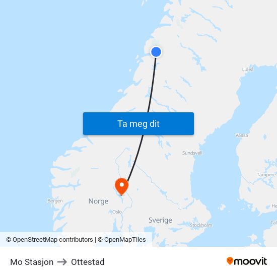 Mo Stasjon to Ottestad map