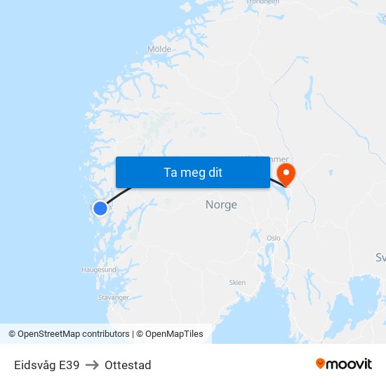 Eidsvåg E39 to Ottestad map