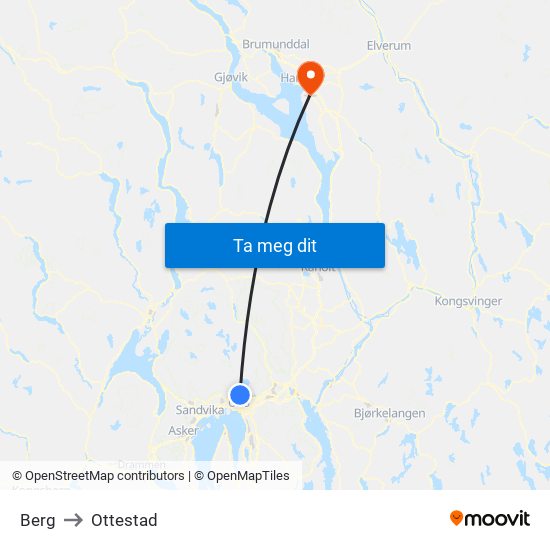 Berg to Ottestad map