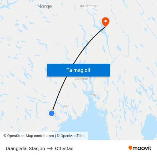 Drangedal Stasjon to Ottestad map