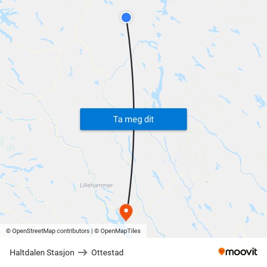 Haltdalen Stasjon to Ottestad map