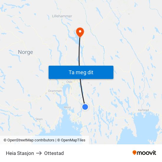 Heia Stasjon to Ottestad map