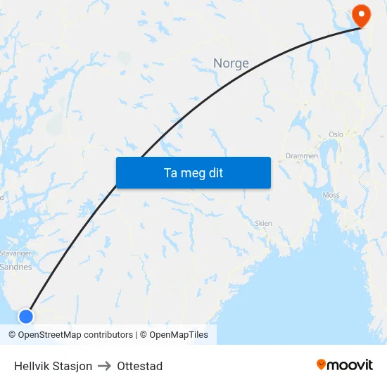 Hellvik Stasjon to Ottestad map