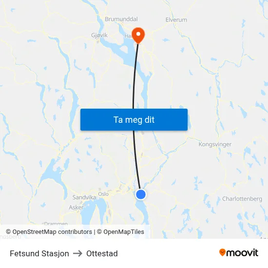 Fetsund Stasjon to Ottestad map