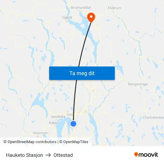 Hauketo Stasjon to Ottestad map