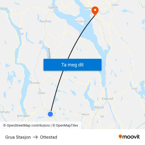 Grua Stasjon to Ottestad map