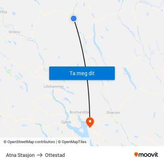 Atna Stasjon to Ottestad map